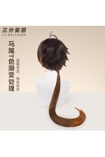 1/3 Delusion Genshin Impact Zhongli Black Brown Cosplay Wig